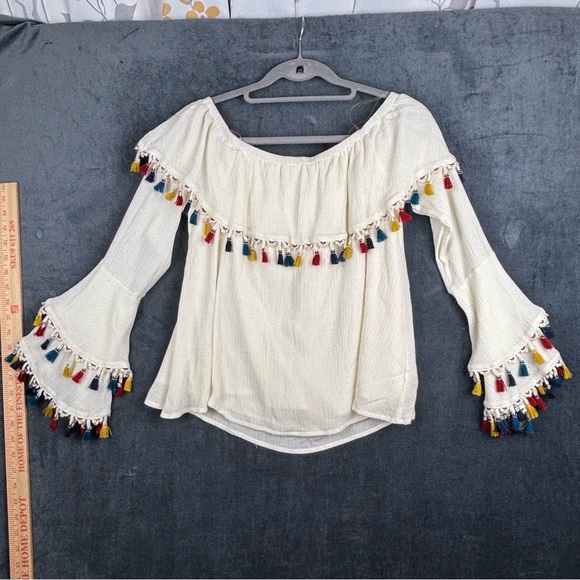 Altar'd State Cream Ruffled Bell Sleeve Tunic - Picture 8 of 12